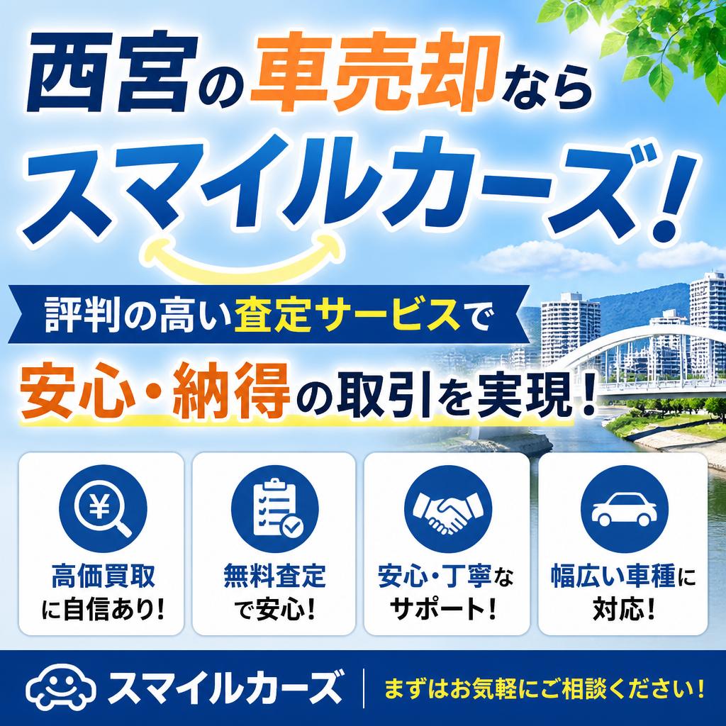 西宮の車売却ならスマイルカーズ！評判の高い査定サービスで安心・納得の取引を実現！