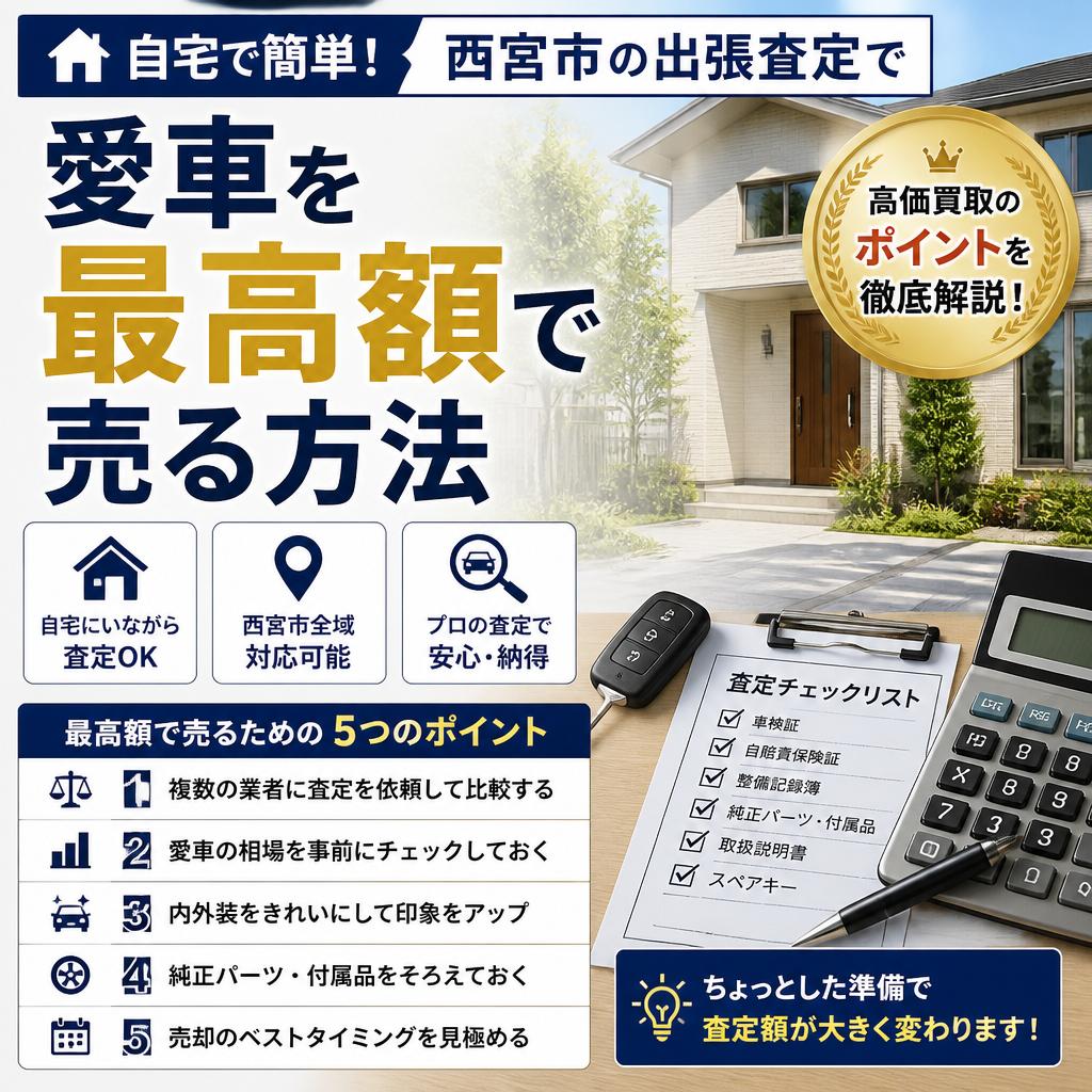 自宅で簡単！西宮市の出張査定で愛車を最高額で売る方法